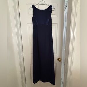 Papell Boutique Full Length Partial Open Back Evening Gown Womens Size 6 Navy